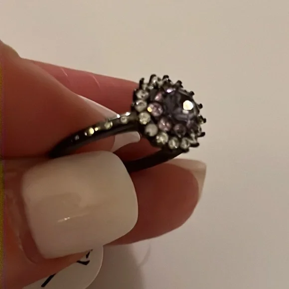 🌺HP🌺Amethyst Crystal Halo Ring sz7 - Picture 12 of 12